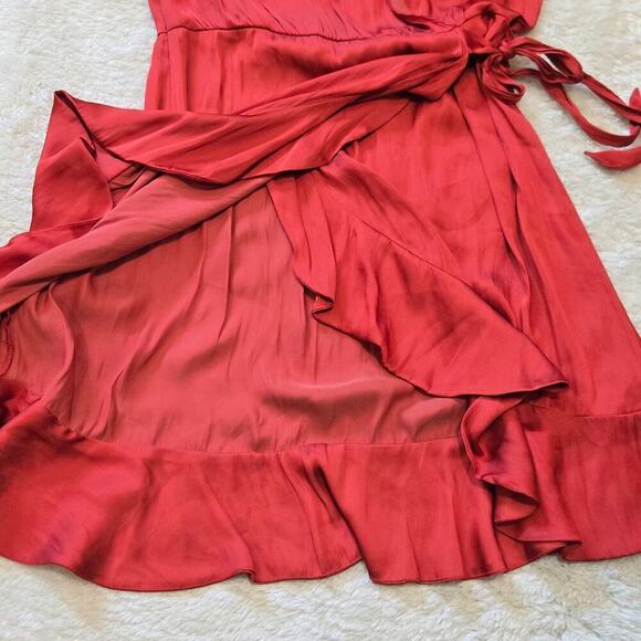 Paige Tulip Red Parisa Ruffle Romantic Wrap Dress, Size Small - Picture 12 of 12